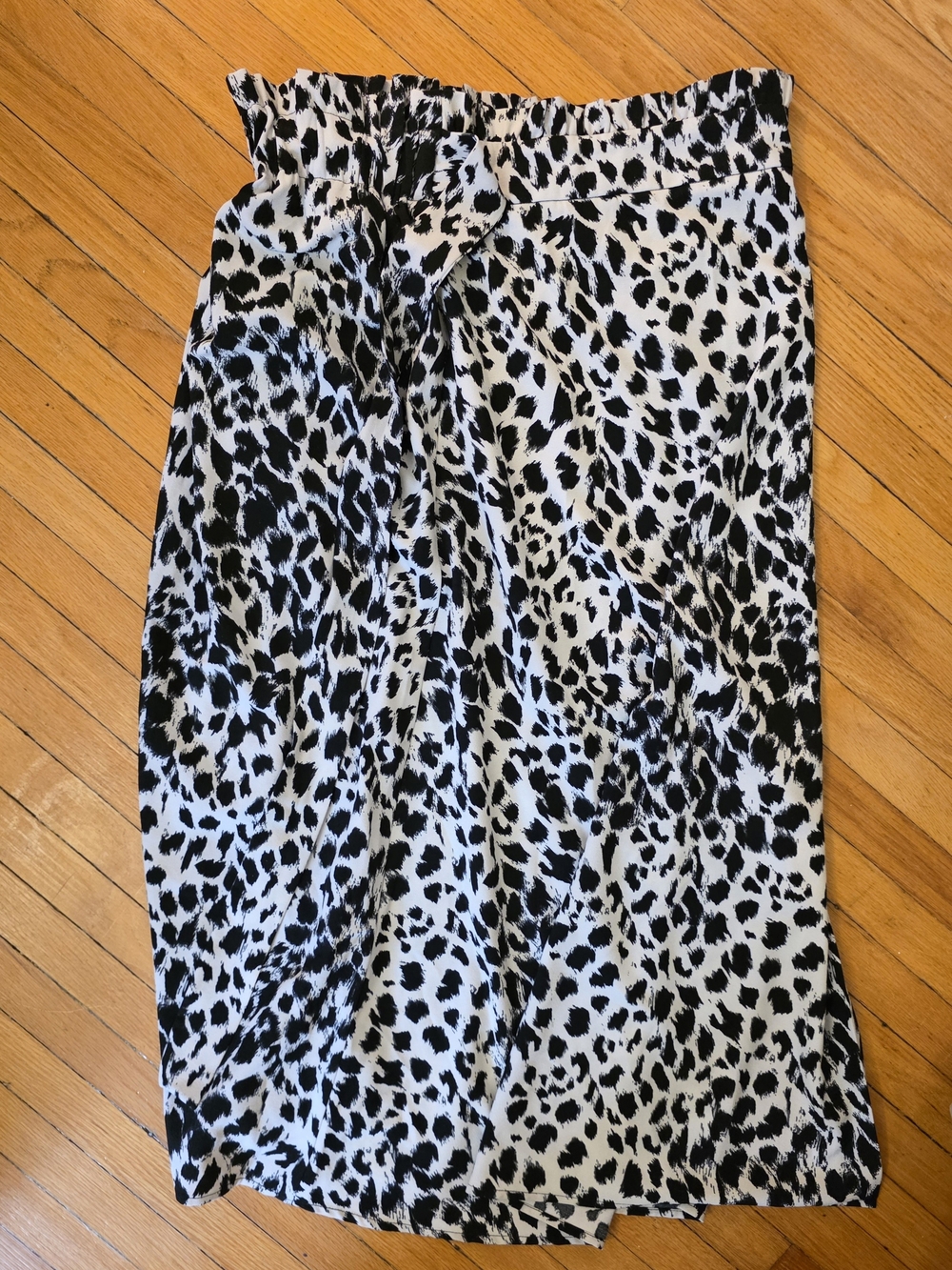 Soho Apparel Black and White Animal-Print Midi Skirt